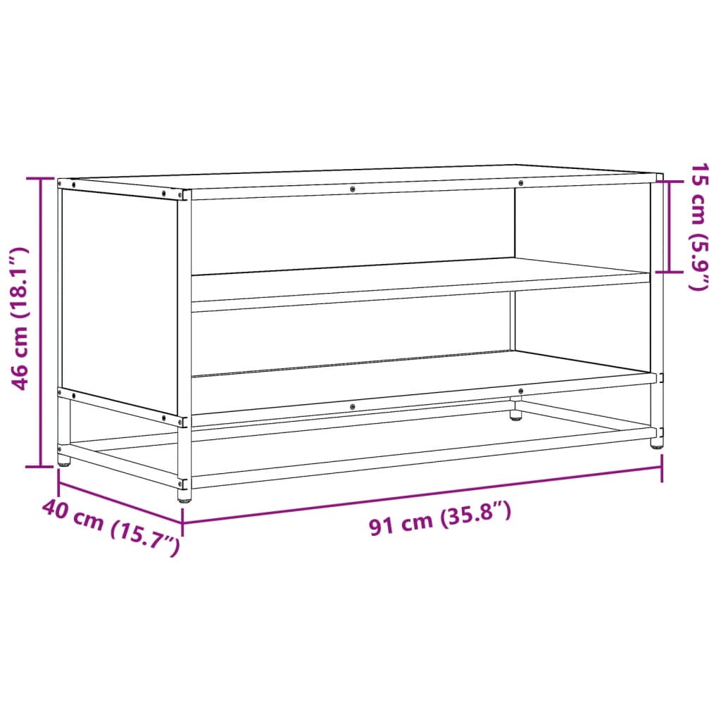 TV Cabinet Grey Sonoma 91x40x46 cm Engineered Wood and Metal