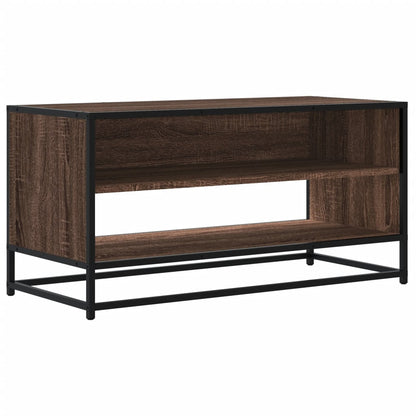 TV Cabinet Brown Oak 91x40x46 cm Engineered Wood and Metal