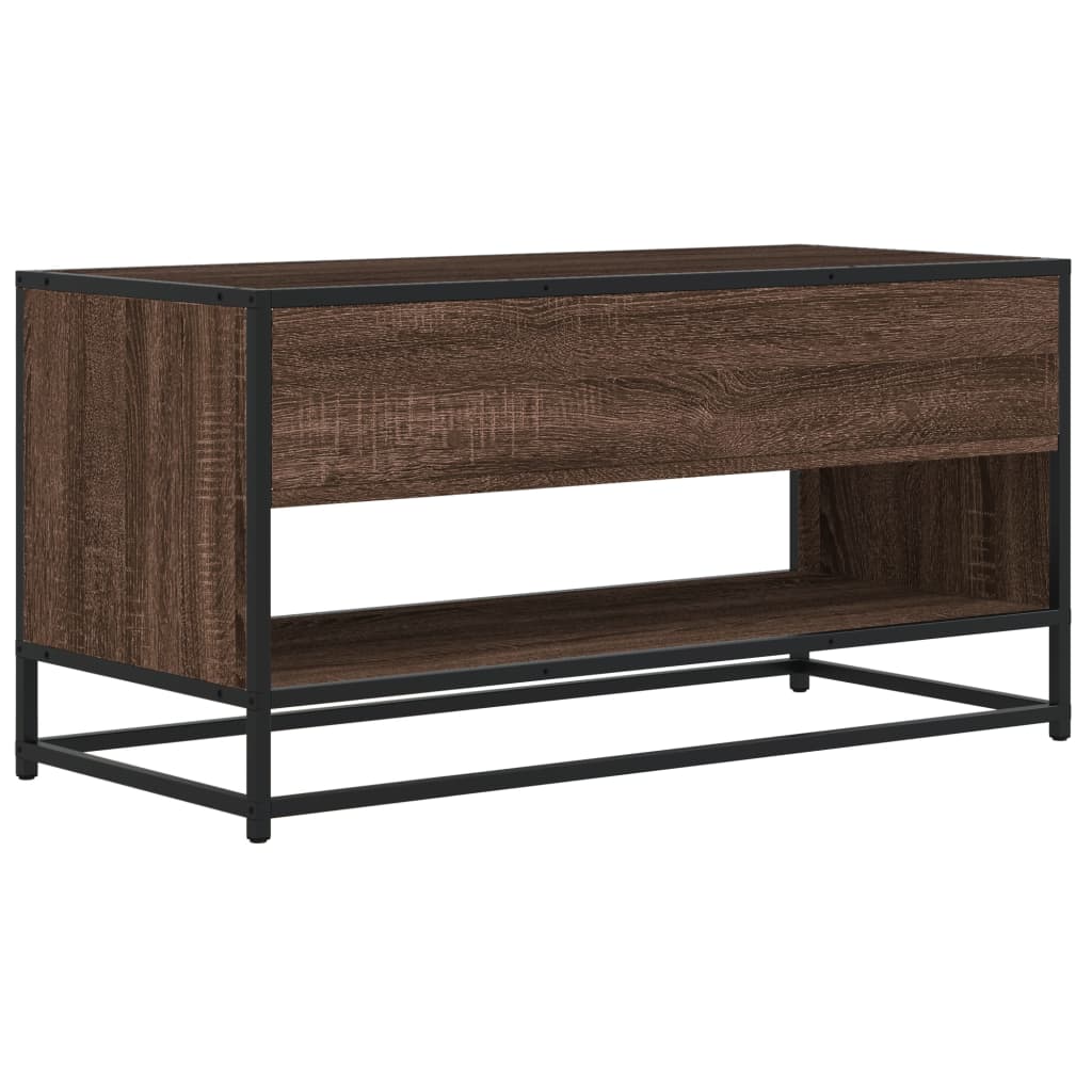 TV Cabinet Brown Oak 91x40x46 cm Engineered Wood and Metal