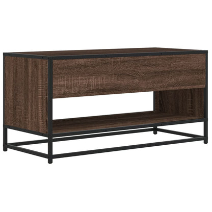 TV Cabinet Brown Oak 91x40x46 cm Engineered Wood and Metal