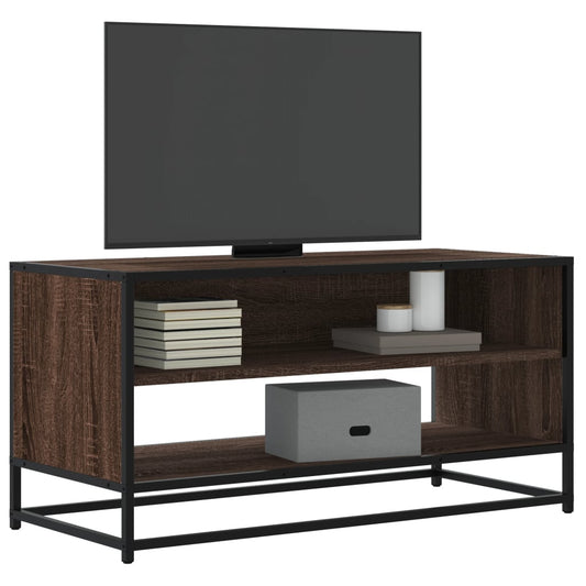 TV Cabinet Brown Oak 91x40x46 cm Engineered Wood and Metal