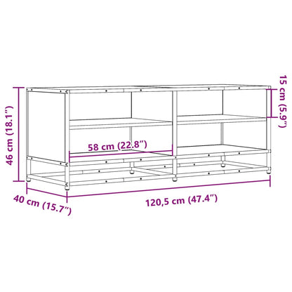 TV Cabinet Sonoma Oak 120.5x40x46 cm Engineered Wood and Metal