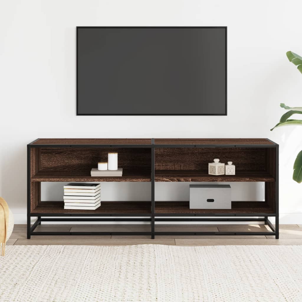 TV Cabinet Brown Oak 120.5x40x46 cm Engineered Wood and Metal