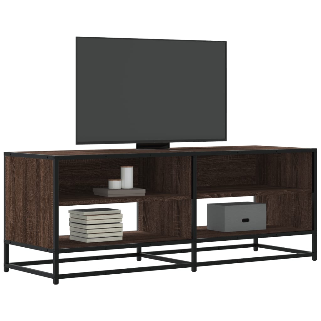 TV Cabinet Brown Oak 120.5x40x46 cm Engineered Wood and Metal