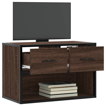 TV Cabinet Brown Oak 60x31x39.5 cm Engineered Wood and Metal