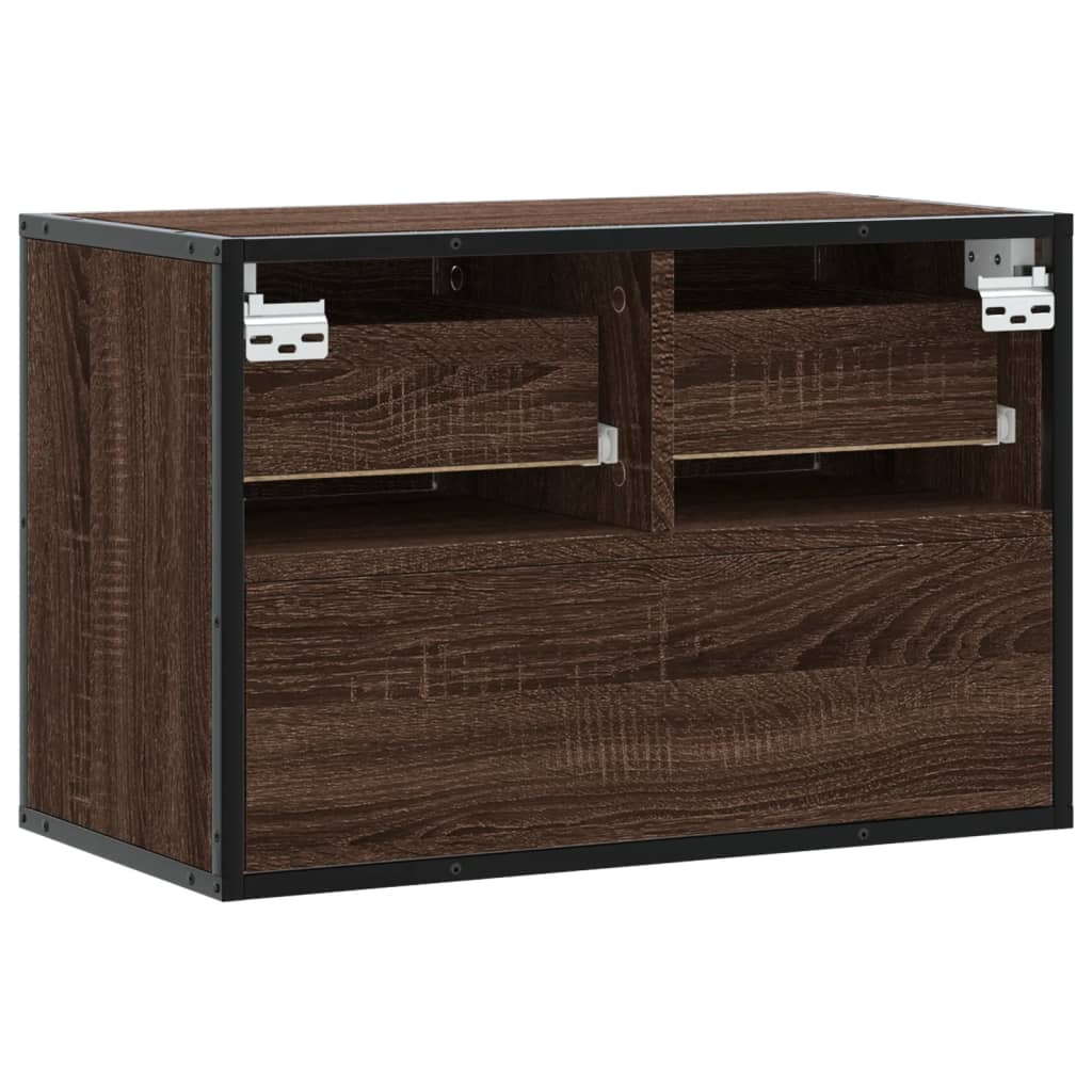 TV Cabinet Brown Oak 60x31x39.5 cm Engineered Wood and Metal