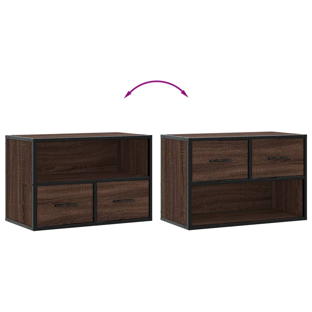 TV Cabinet Brown Oak 60x31x39.5 cm Engineered Wood and Metal