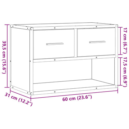 TV Cabinet Brown Oak 60x31x39.5 cm Engineered Wood and Metal