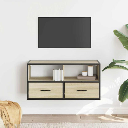 TV Cabinet Sonoma Oak 80x31x39.5 cm Engineered Wood and Metal