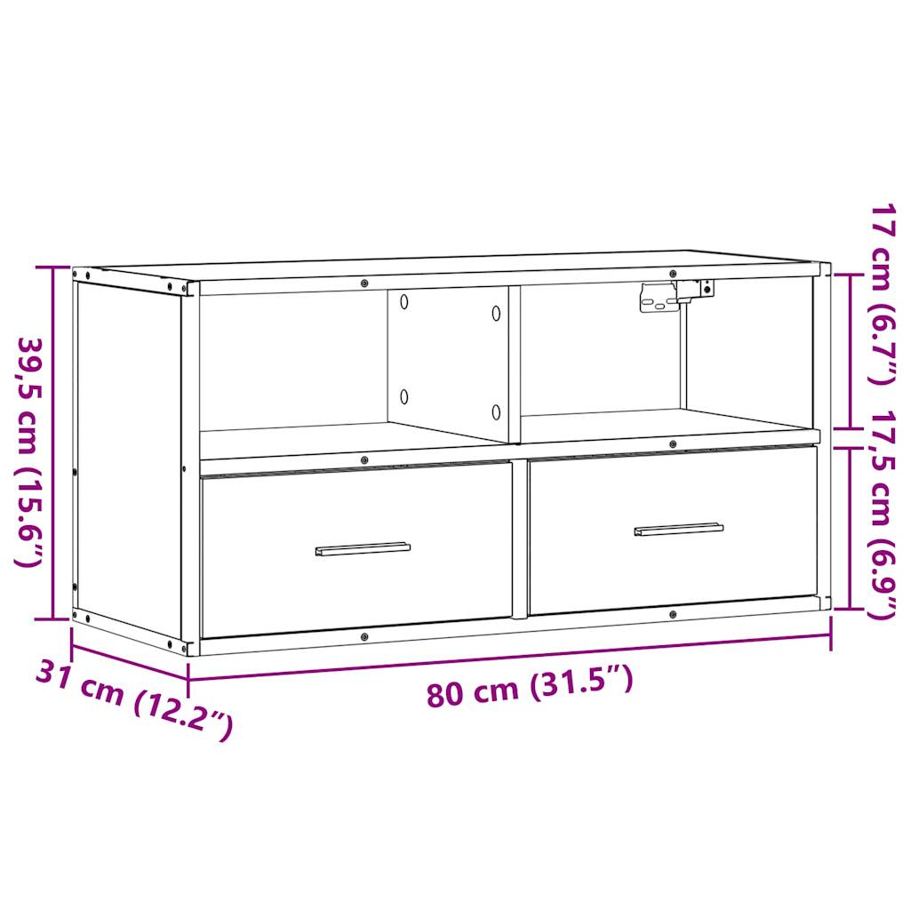 TV Cabinet Sonoma Oak 80x31x39.5 cm Engineered Wood and Metal