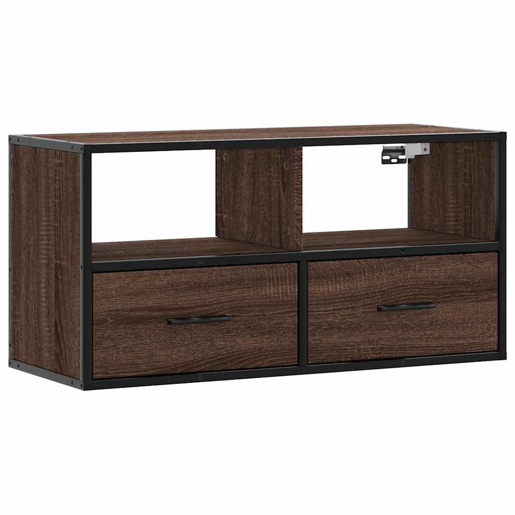 TV Cabinet Brown Oak 80x31x39.5 cm Engineered Wood and Metal