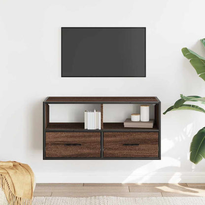 TV Cabinet Brown Oak 80x31x39.5 cm Engineered Wood and Metal