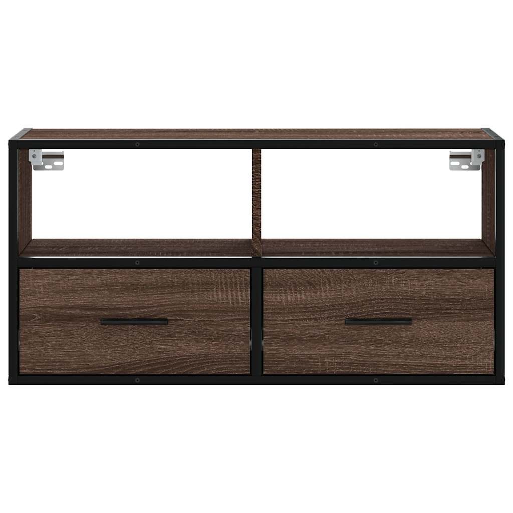 TV Cabinet Brown Oak 80x31x39.5 cm Engineered Wood and Metal