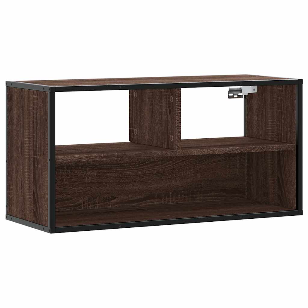 TV Cabinet Brown Oak 80x31x39.5 cm Engineered Wood and Metal