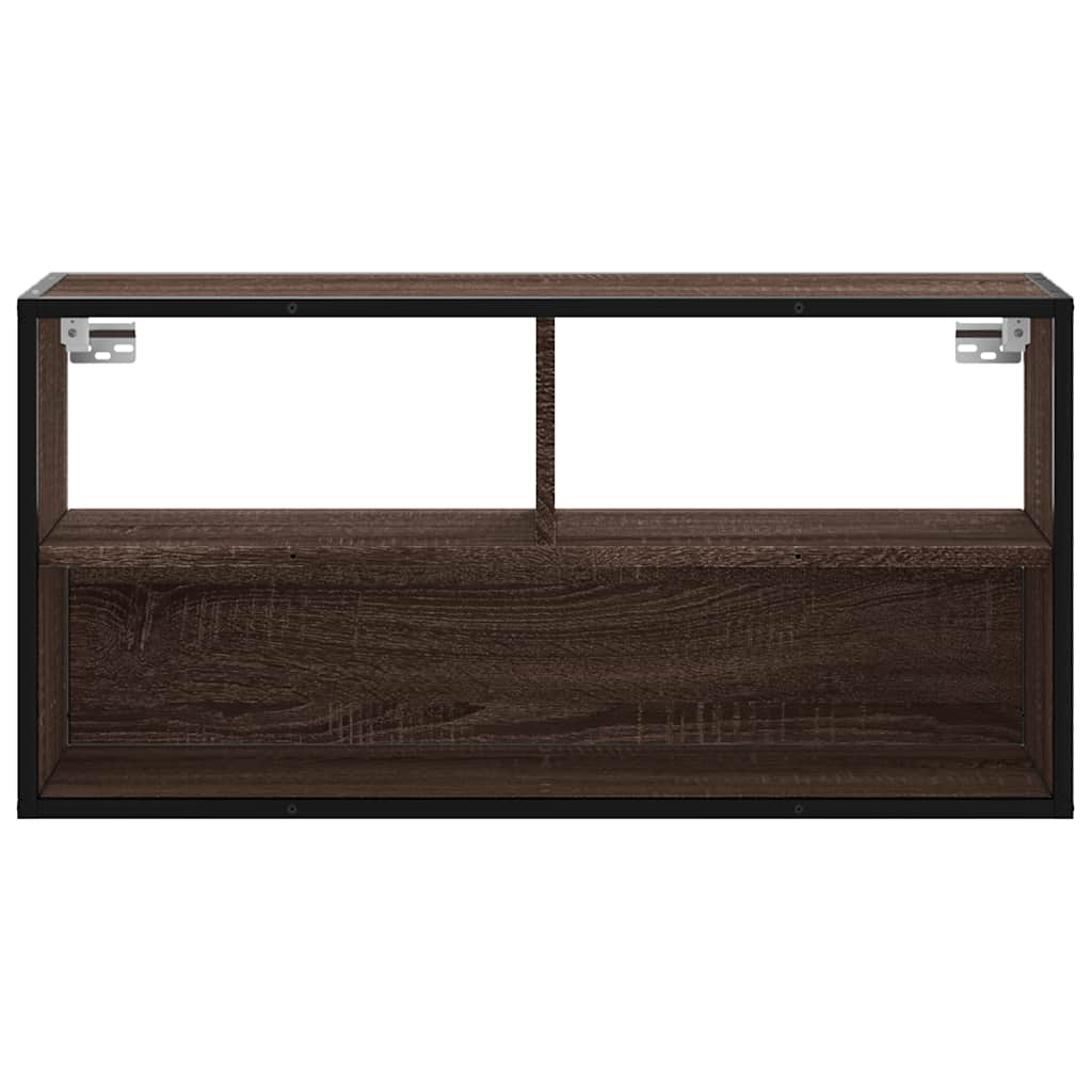 TV Cabinet Brown Oak 80x31x39.5 cm Engineered Wood and Metal