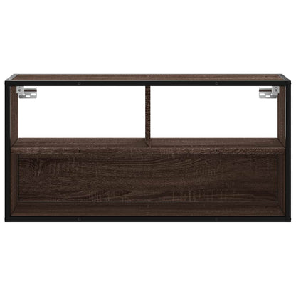 TV Cabinet Brown Oak 80x31x39.5 cm Engineered Wood and Metal