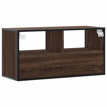 TV Cabinet Brown Oak 80x31x39.5 cm Engineered Wood and Metal