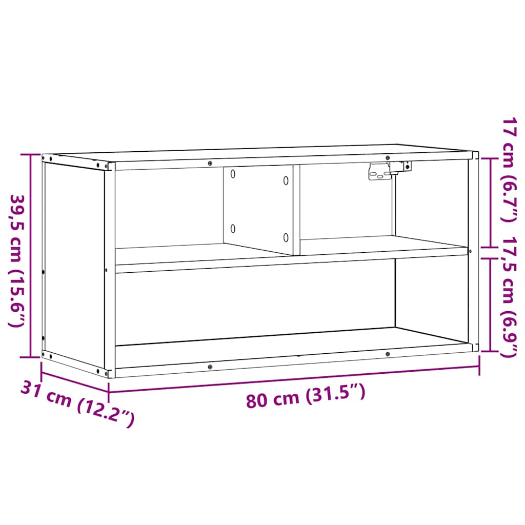 TV Cabinet Brown Oak 80x31x39.5 cm Engineered Wood and Metal