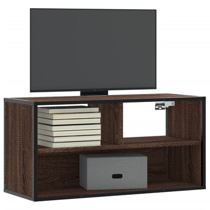 TV Cabinet Brown Oak 80x31x39.5 cm Engineered Wood and Metal