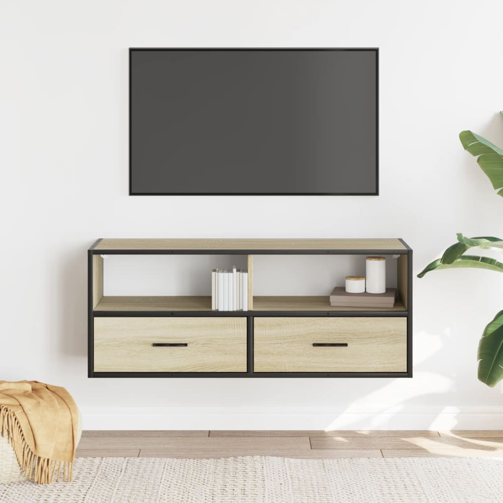 TV Cabinet Sonoma Oak 100x31x39.5 cm Engineered Wood and Metal