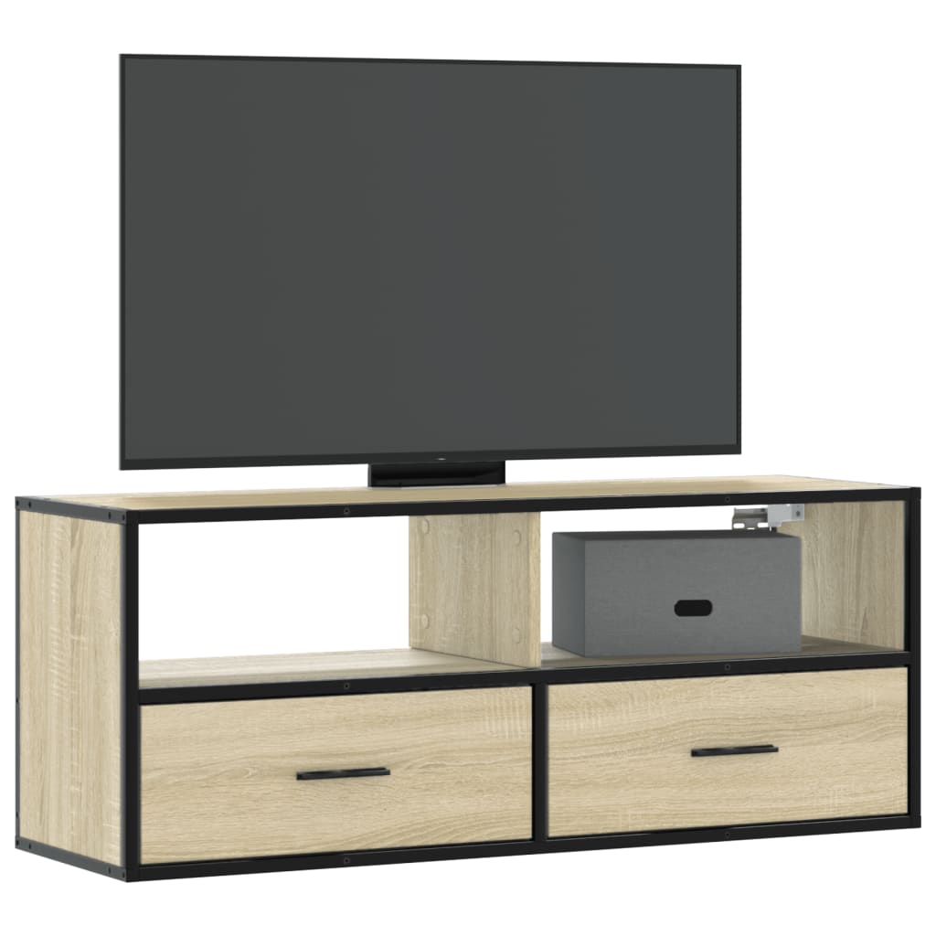 TV Cabinet Sonoma Oak 100x31x39.5 cm Engineered Wood and Metal