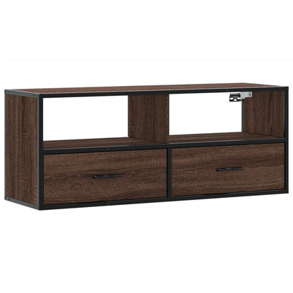 TV Cabinet Brown Oak 100x31x39.5 cm Engineered Wood and Metal