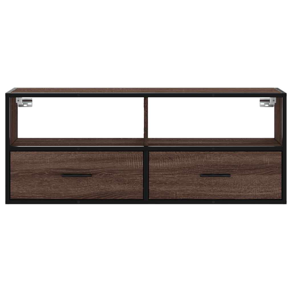 TV Cabinet Brown Oak 100x31x39.5 cm Engineered Wood and Metal