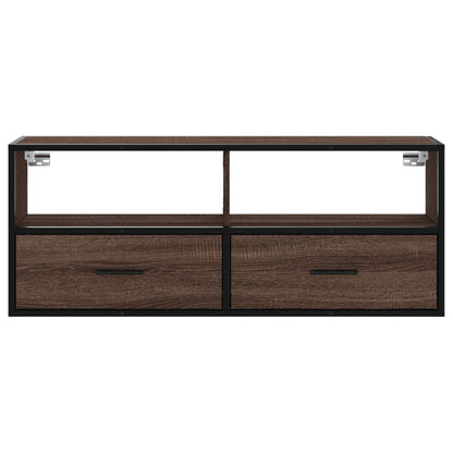 TV Cabinet Brown Oak 100x31x39.5 cm Engineered Wood and Metal