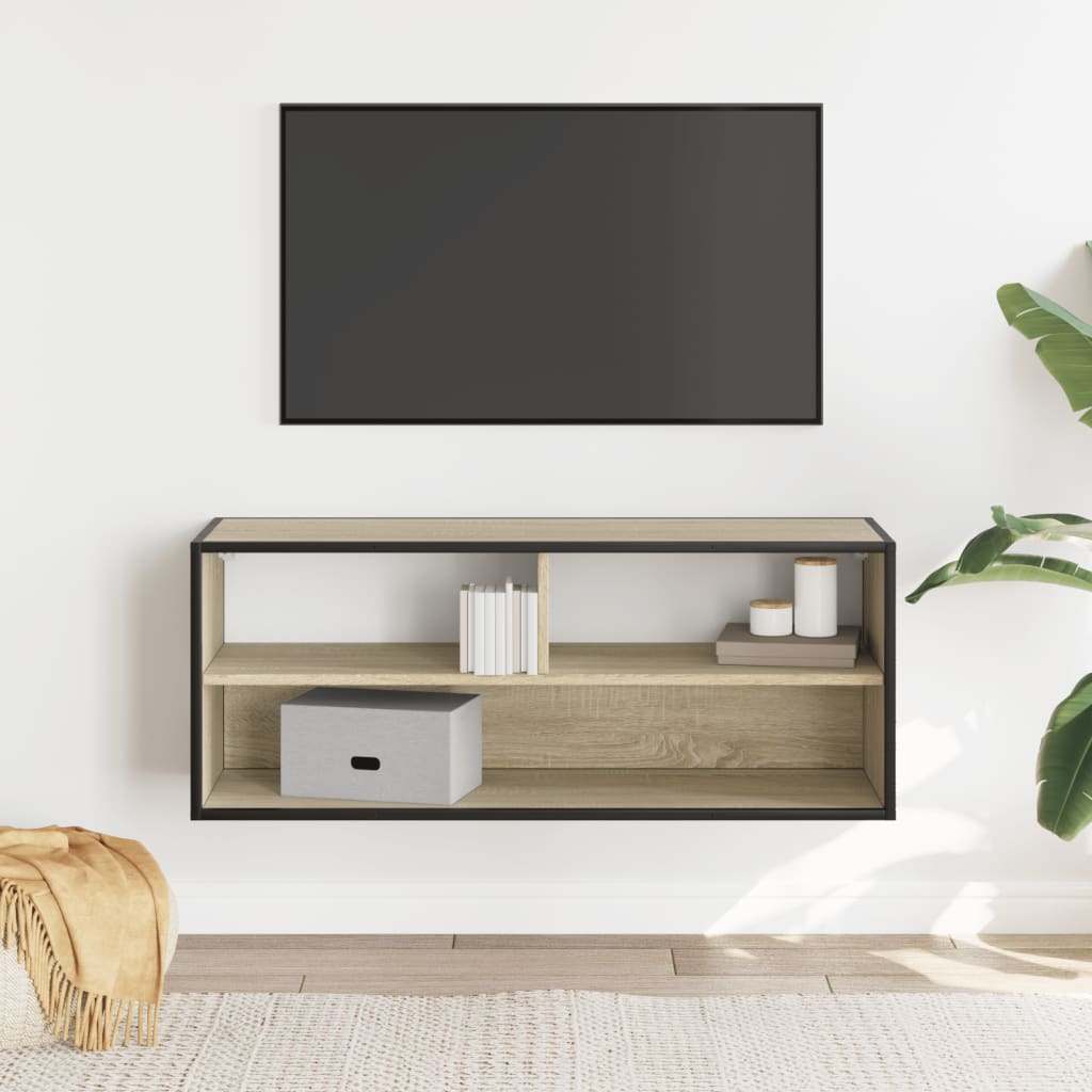 TV Cabinet Sonoma Oak 100x31x39.5 cm Engineered Wood and Metal