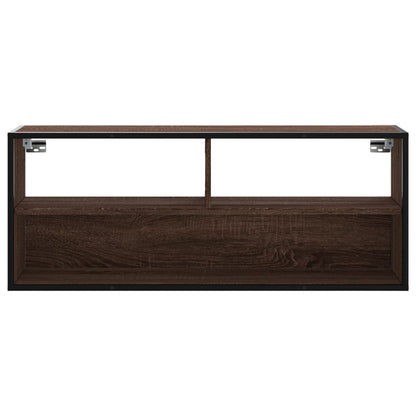 TV Cabinet Brown Oak 100x31x39.5 cm Engineered Wood and Metal