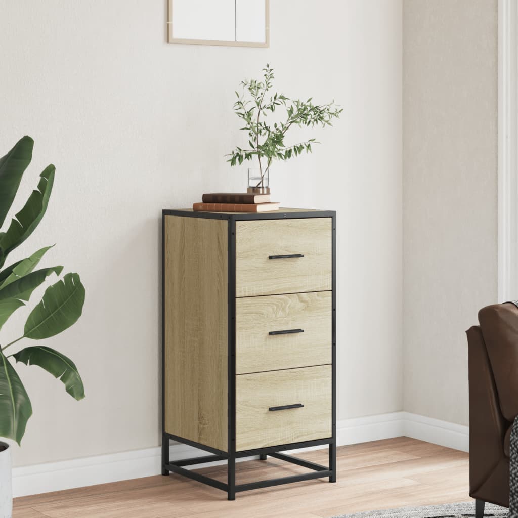 Sideboard Sonoma Oak 35.5x35x76 cm Engineered Wood and Metal