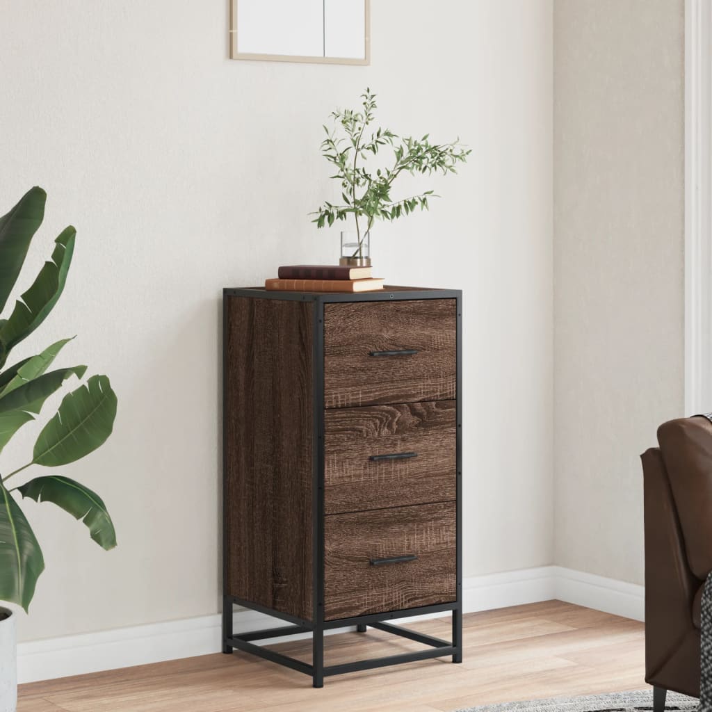 Sideboard Brown Oak 35.5x35x76 cm Engineered Wood and Metal