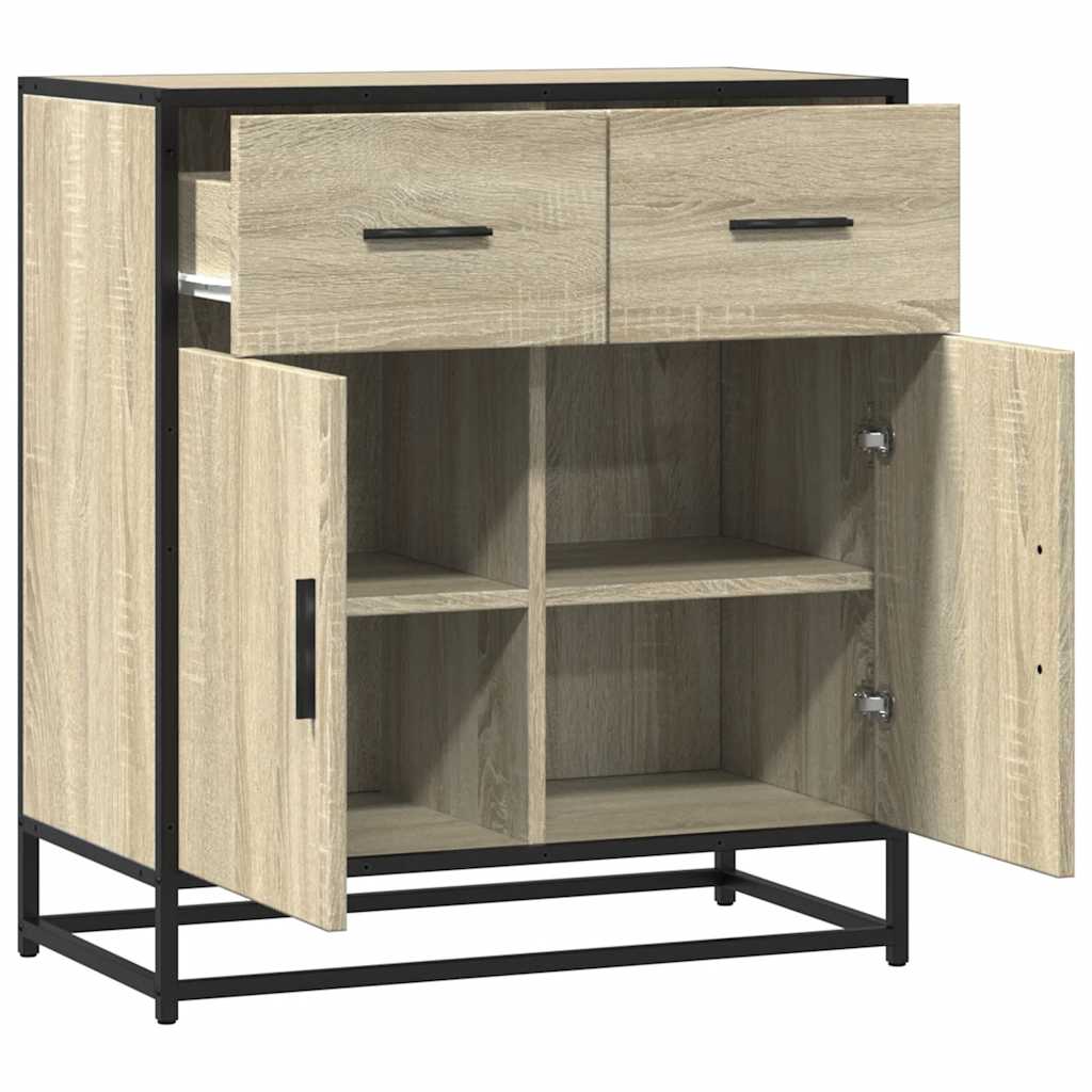 Sideboard Sonoma Oak 68x35x76 cm Engineered Wood and Metal