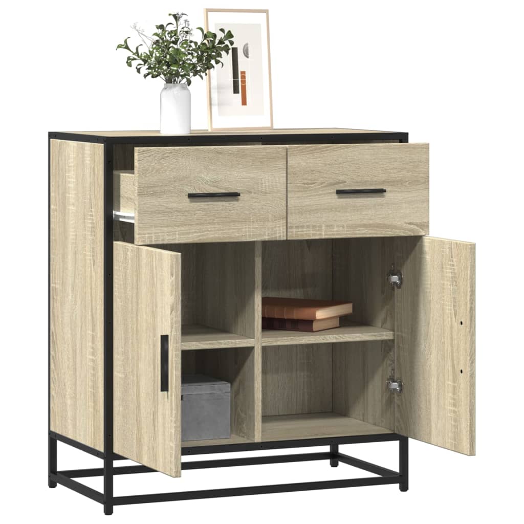 Sideboard Sonoma Oak 68x35x76 cm Engineered Wood and Metal