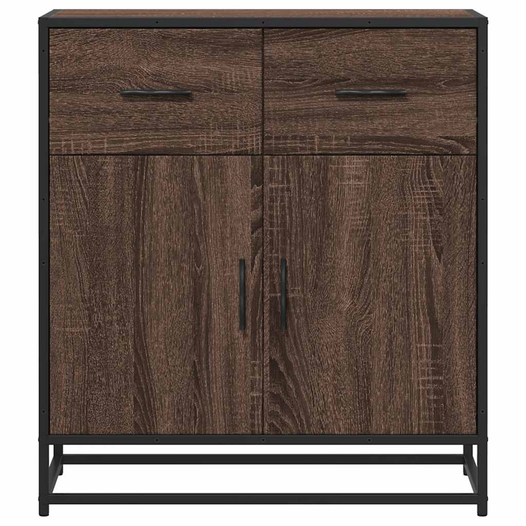 Sideboard Brown Oak 68x35x76 cm Engineered Wood and Metal