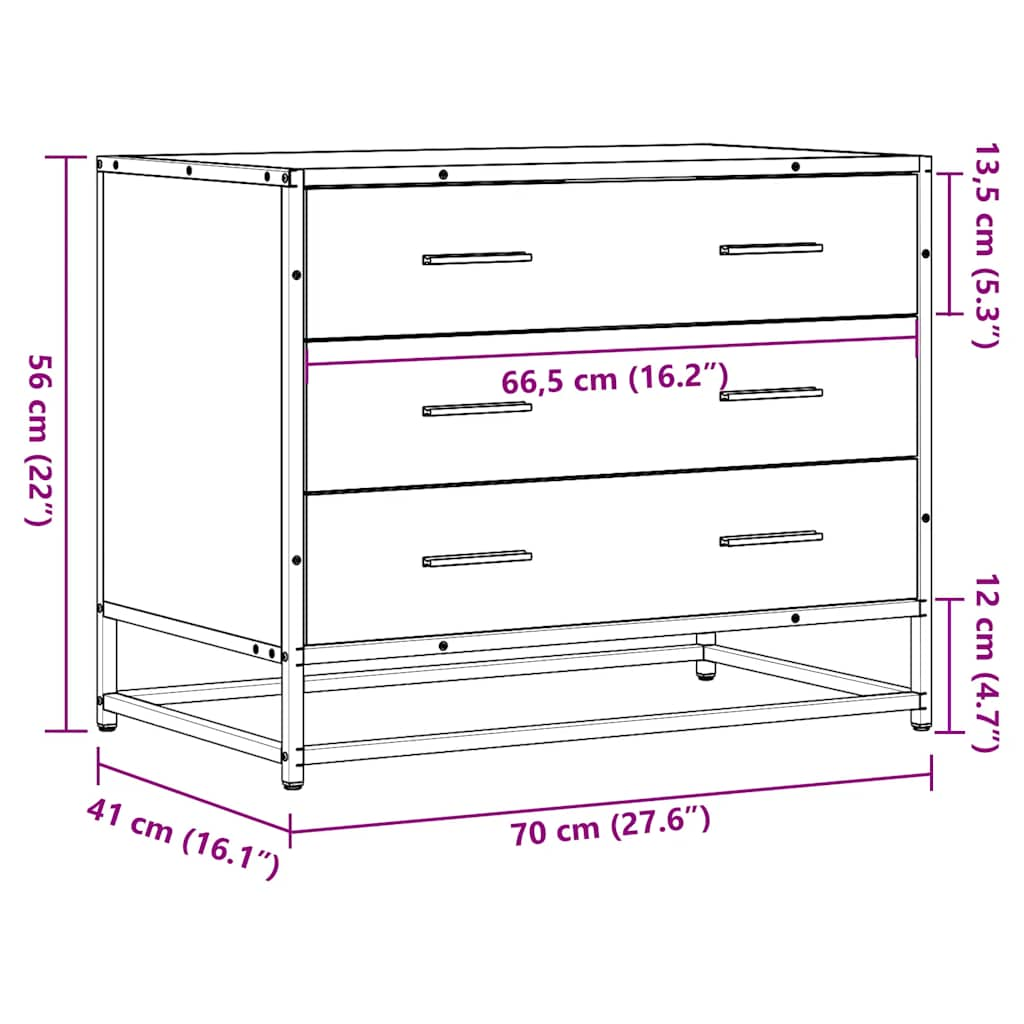 Drawer Cabinet Sonoma Oak 70x41x56 cm Engineered Wood