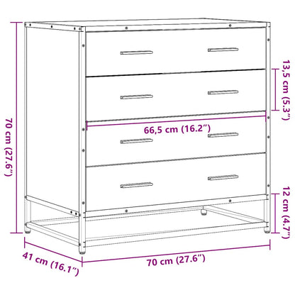 Drawer Cabinet Black 70x41x70 cm Engineered Wood