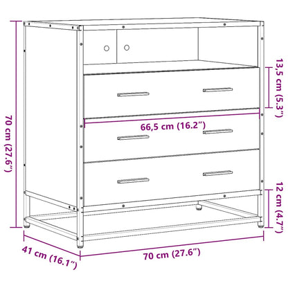 Drawer Cabinet Sonoma Oak 70x41x70 cm Engineered Wood