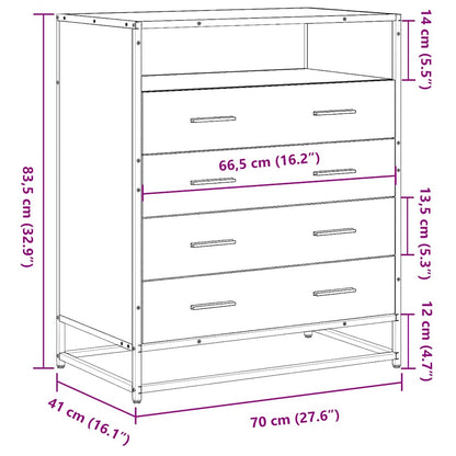 Drawer Cabinet Grey Sonoma 70x41x70 cm Engineered Wood