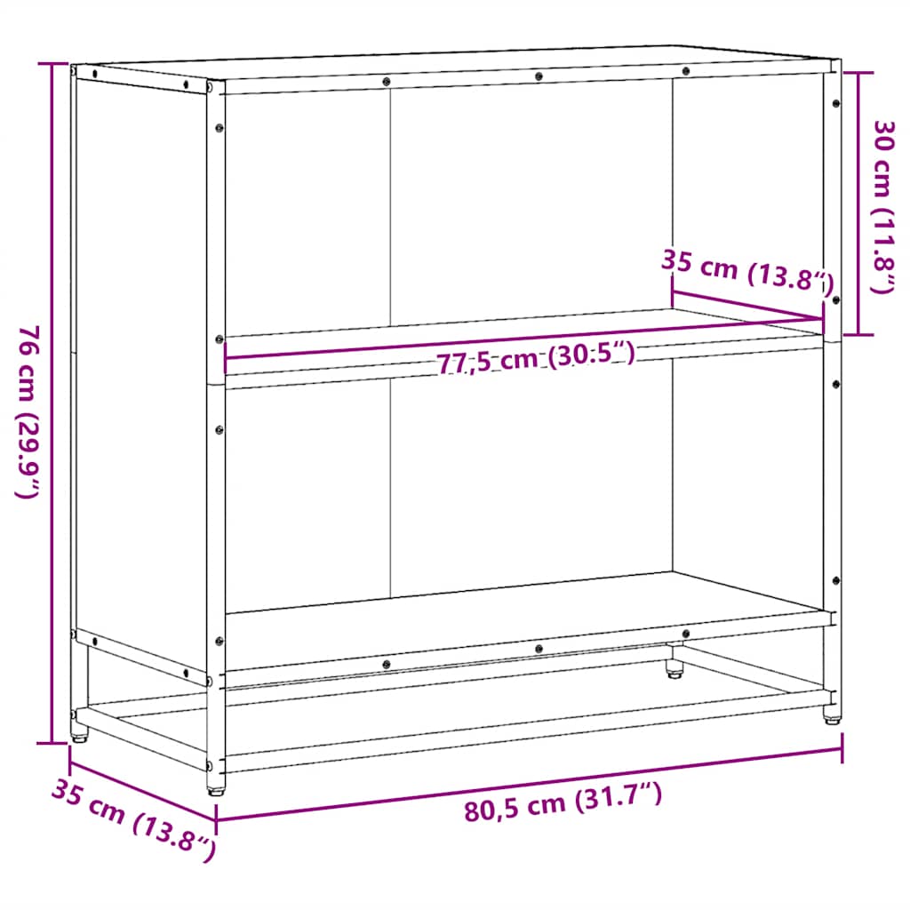 Book Cabinet Smoked Oak 80x35x76 cm Engineered Wood