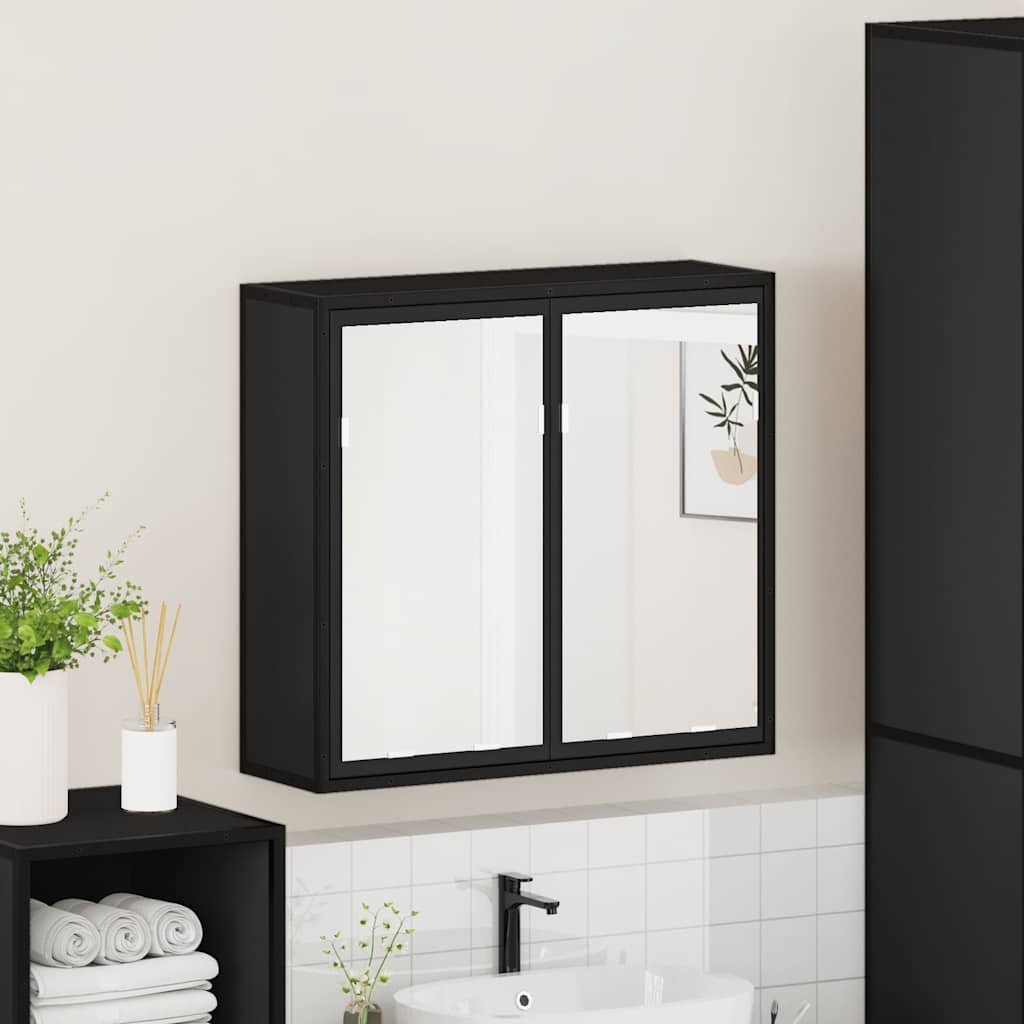 Bathroom Mirror Cabinet Black 65x20x60 cm Engineered Wood