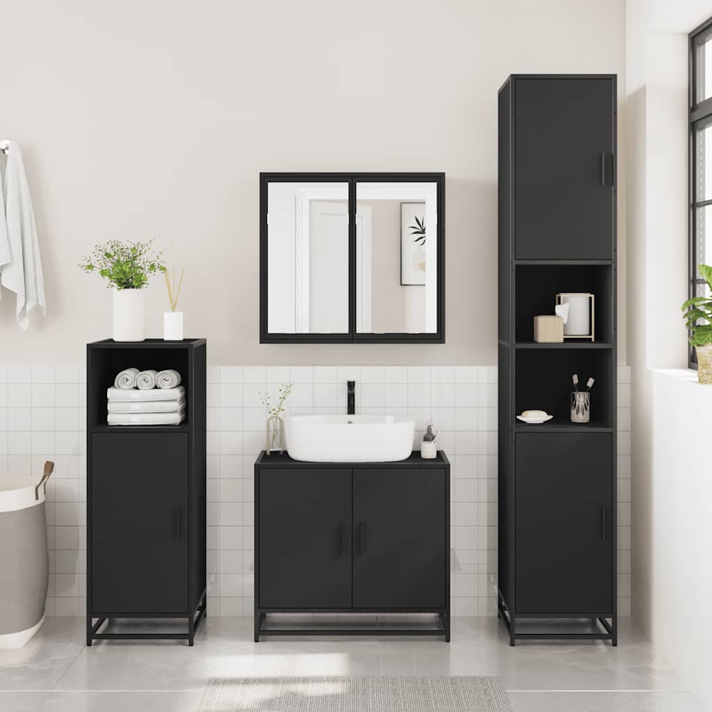 Bathroom Sink Cabinet Black 65x33x60 cm Engineered Wood