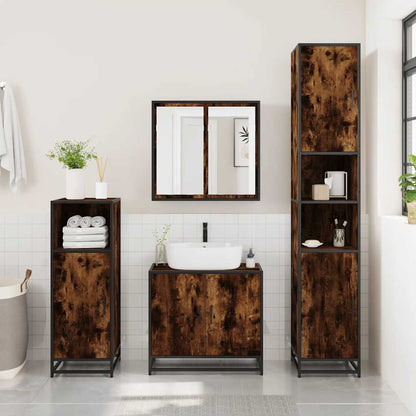 Bathroom Sink Cabinet Smoked Oak 65x33x60 cm Engineered Wood