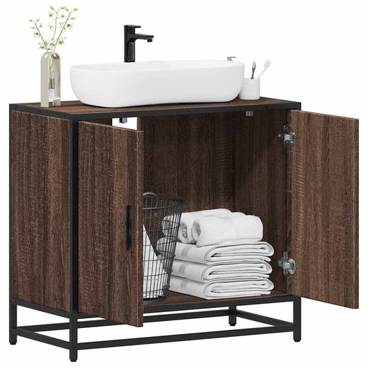 Bathroom Sink Cabinet Brown Oak 65x33x60 cm Engineered Wood