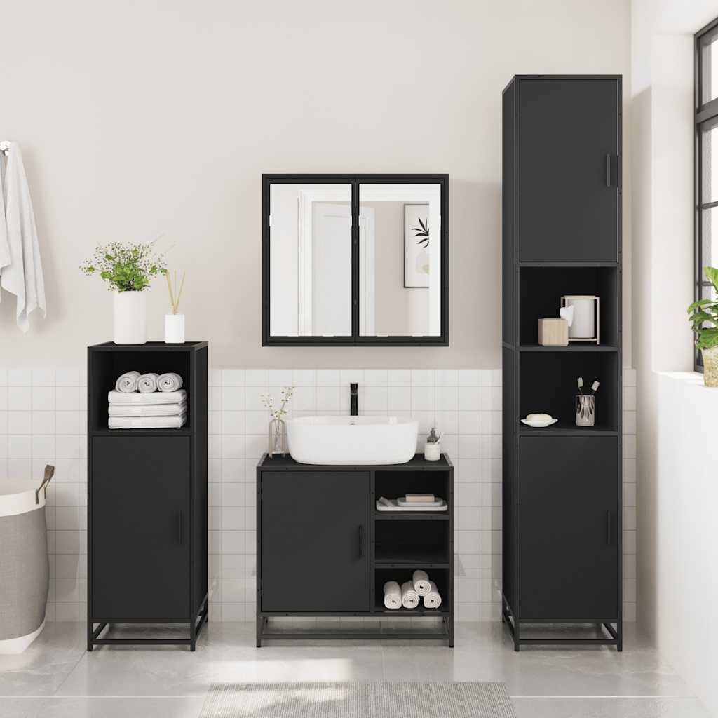 Bathroom Sink Cabinet Black 65x33x60 cm Engineered Wood