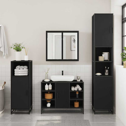 Bathroom Sink Cabinet Black 80x33x60 cm Engineered Wood