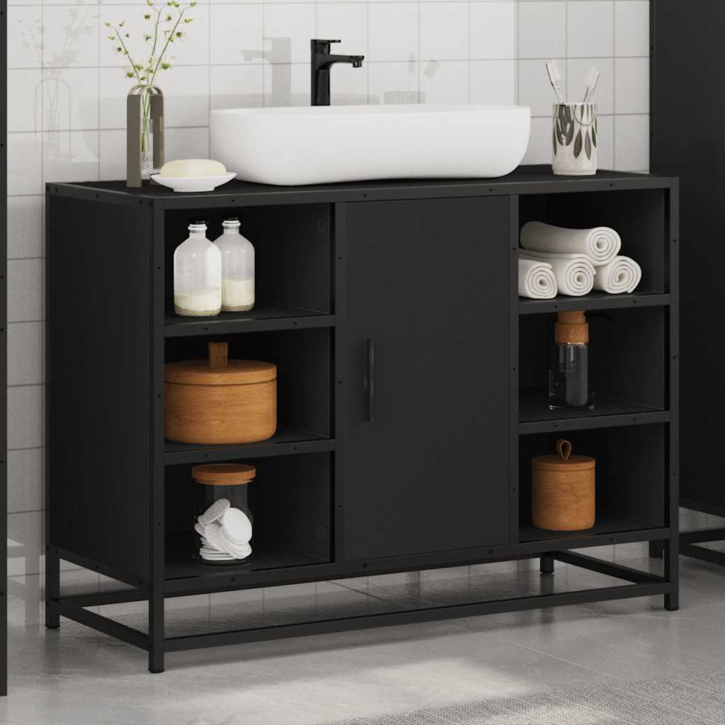 Bathroom Sink Cabinet Black 80x33x60 cm Engineered Wood