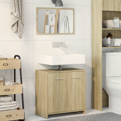 2 Piece Bathroom Furniture Set Sonoma Oak Engineered Wood