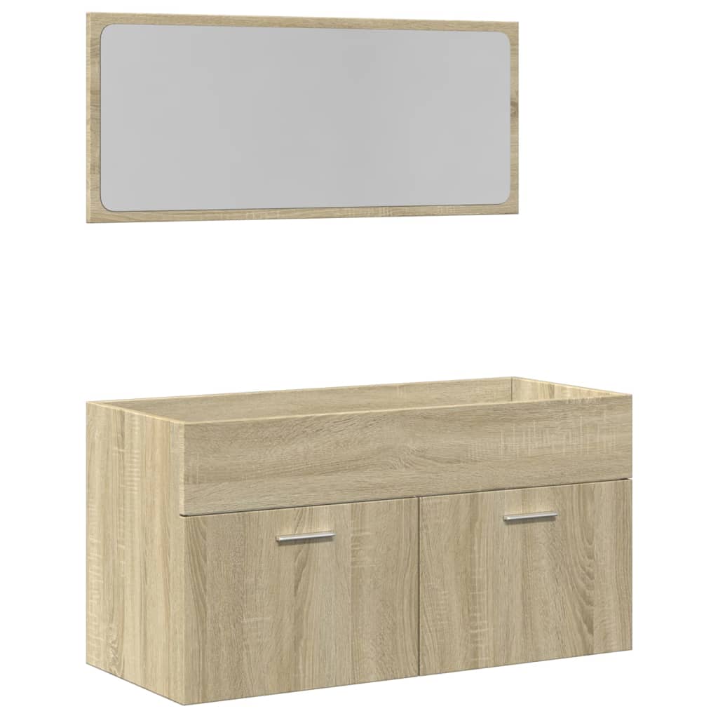 2 Piece Bathroom Furniture Set Sonoma Oak Engineered Wood