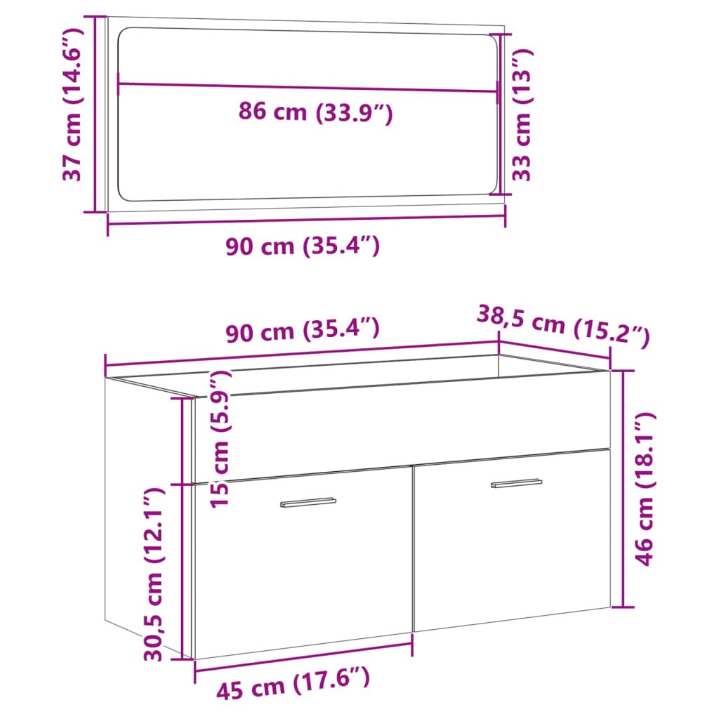 2 Piece Bathroom Furniture Set Sonoma Oak Engineered Wood